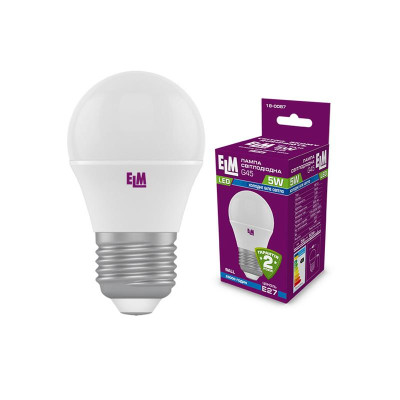 Лампа світлодіодна куля ELM 5W E27 4000K (18-0087) Лампа світлодіодна куля ELM 5W E27 4000K (18-0087)