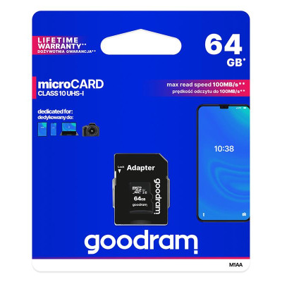 Карта пам`ятi MicroSDXC 64GB UHS-I Class 10 Goodram + SD-adapter (M1AA-0640R12) Карта пам`ятi MicroSDXC 64GB UHS-I Class 10 Goodram + SD-adapter (M1AA-0640R12)