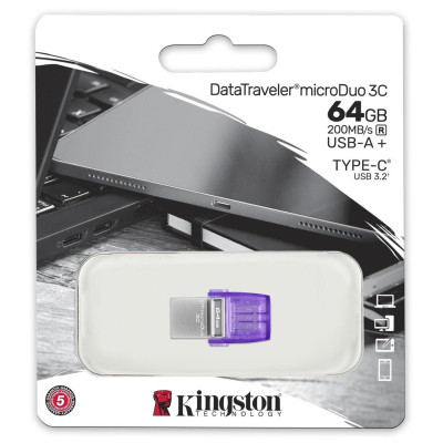 Флеш-накопичувач USB3.2 64GB Type-C Kingston DataTraveler microDuo 3C (DTDUO3CG3/64GB) Флеш-накопичувач USB3.2 64GB Type-C Kingston DataTraveler microDuo 3C (DTDUO3CG3/64GB)