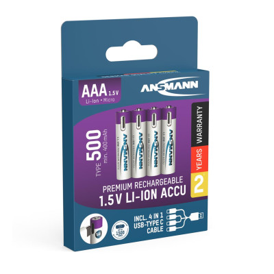Акумулятори Ansmann AAA/HR03 Li-Ion 500 mAh BL 4 шт Акумулятори Ansmann AAA/HR03 Li-Ion 500 mAh BL 4 шт