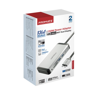 USB-хаб Promate VersaHub USB Type-C 13-в-1 Grey USB-хаб Promate VersaHub USB Type-C 13-в-1 Grey