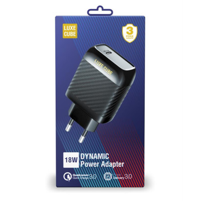 Мережевий зарядний пристрій Luxe Cube Dynamic 18W (1USBх3A) Black (4446689880896) Мережевий зарядний пристрій Luxe Cube Dynamic 18W (1USBх3A) Black (4446689880896)