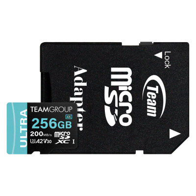 Карта пам`ятi MicroSDXC 256GB UHS-I/U3 Class 10 Team Ultra R200/W150MB/s + SD-адаптер (TULMSDX256GIA2V3022503) Карта пам`ятi MicroSDXC 256GB UHS-I/U3 Class 10 Team Ultra R200/W150MB/s + SD-адаптер (TULMSDX256GIA2V3022503)