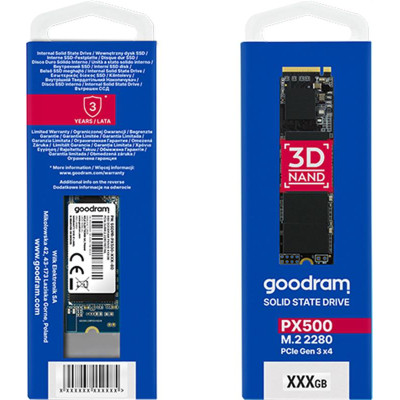 Накопичувач SSD 1TB Goodram PX500 M.2 2280 PCIe 3.0 x4 NVMe 3D TLC (SSDPR-PX500-01T-80-G3) Накопичувач SSD 1TB Goodram PX500 M.2 2280 PCIe 3.0 x4 NVMe 3D TLC (SSDPR-PX500-01T-80-G3)