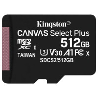 Карта пам`яті MicroSDXC 512GB UHS-I/U3 Class 10 Kingston Canvas Select Plus R100/W85MB/s (SDCS2/512GBSP)