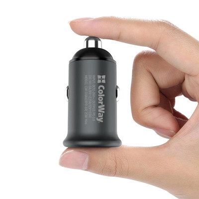 Автомобільний зарядний пристрій ColorWay (1USBx3A, 20W) Power Delivery Port Gray (CW-CHA028PD-GR) Автомобільний зарядний пристрій ColorWay (1USBx3A, 20W) Power Delivery Port Gray (CW-CHA028PD-GR)