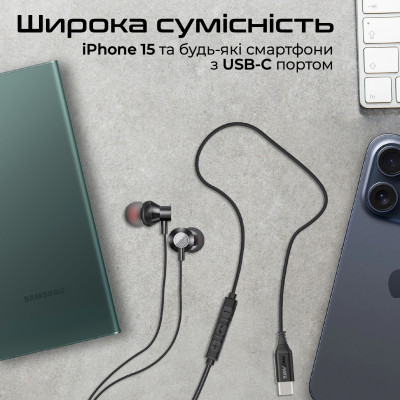 Гарнітура Promate Silken-C Black Гарнітура Promate Silken-C Black