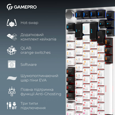 Клавіатура бездротова GamePro Asgard Valhalla MK160W Pro White Клавіатура бездротова GamePro Asgard Valhalla MK160W Pro White