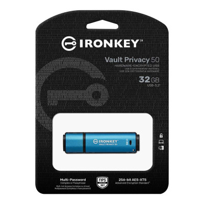 Флеш-накопичувач USB3.2 32GB Kingston IronKey Vault Privacy 50 Type-A Blue (IKVP50/32GB) Флеш-накопичувач USB3.2 32GB Kingston IronKey Vault Privacy 50 Type-A Blue (IKVP50/32GB)