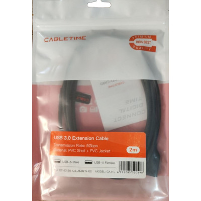 Кабель-подовжувач Cabletime USB - USB V 3.0 (M/F), 2 м, Black (CA11L) Кабель-подовжувач Cabletime USB - USB V 3.0 (M/F), 2 м, Black (CA11L)