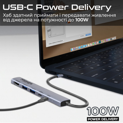 USB-хаб Promate LinkHub-5x USB Type-C 5-в-1 Grey USB-хаб Promate LinkHub-5x USB Type-C 5-в-1 Grey