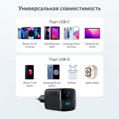 Мережевий зарядний пристрій Anker PowerPort 323 Black (A2331G11) Мережевий зарядний пристрій Anker PowerPort 323 Black (A2331G11)