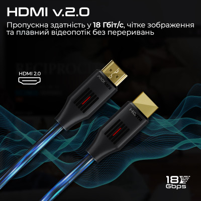 Кабель Promate HDMI - HDMI (M/M), 10 м, Black (prolink4k60-10m) Кабель Promate HDMI - HDMI (M/M), 10 м, Black (prolink4k60-10m)