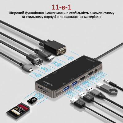 USB-хаб Promate PrimeHub-Pro USB Type-C Grey USB-хаб Promate PrimeHub-Pro USB Type-C Grey