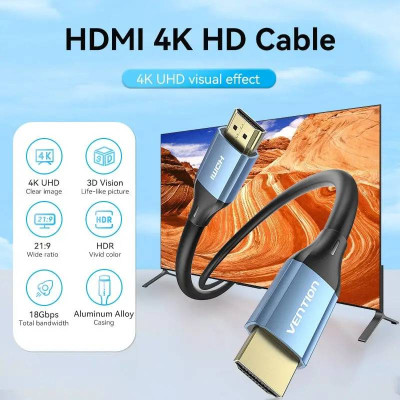 Кабель Vention HDMI - HDMI V 2.0 (M/M), 2 м, Blue (ALHSH) Кабель Vention HDMI - HDMI V 2.0 (M/M), 2 м, Blue (ALHSH)