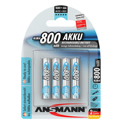 Акумулятори Ansmann AAA/HR03 NI-MH 800 mAh BL 4 шт Акумулятори Ansmann AAA/HR03 NI-MH 800 mAh BL 4 шт