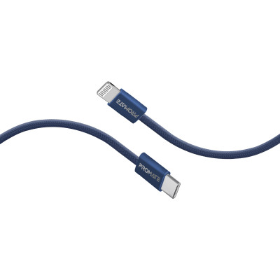 Кабель Promate EcoLine-Ci120 USB Type-C - Lightning (M/M), 3 A, 27 W, 1.2 м, Navy Кабель Promate EcoLine-Ci120 USB Type-C - Lightning (M/M), 3 A, 27 W, 1.2 м, Navy