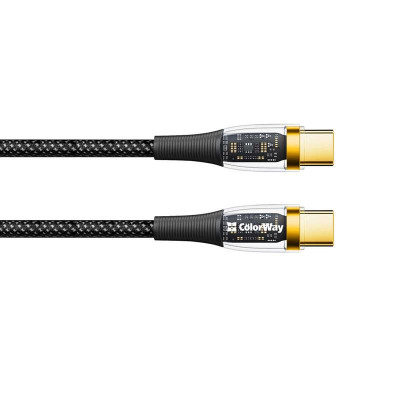 Кабель ColorWay USB Type-C - USB Type-C (M/M), transparent head, PD Fast Charging, 5 А, 100 W, 1.2 м, Black (CW-CBPDCC053-BK) Кабель ColorWay USB Type-C - USB Type-C (M/M), transparent head, PD Fast Charging, 5 А, 100 W, 1.2 м, Black (CW-CBPDCC053-BK)