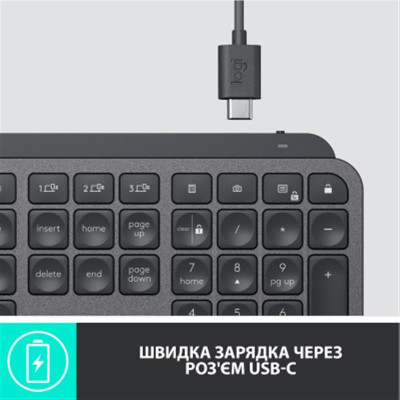Клавіатура бездротова Logitech MX Keys Advanced for Business Wireless Illuminated UA Graphite (920-010251) Клавіатура бездротова Logitech MX Keys Advanced for Business Wireless Illuminated UA Graphite (920-010251)
