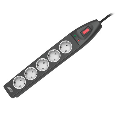 Мережевий фільтр 2E 5хSchuko, 10 м, чорний (2E-SP515M10BK) Мережевий фільтр 2E 5хSchuko, 10 м, чорний (2E-SP515M10BK)