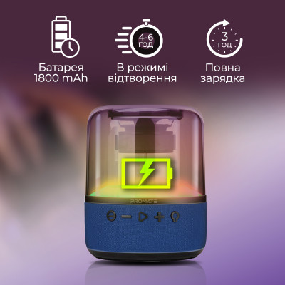 Акустична система Promate Glitz-L 10W Blue Акустична система Promate Glitz-L 10W Blue