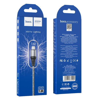 Кабель Hoco X50 Excellent USB - Lightning, 1 м, Grey (6931474734204) Кабель Hoco X50 Excellent USB - Lightning, 1 м, Grey (6931474734204)
