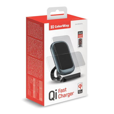 Бездротовий зарядний пристрій ColorWay Wireless Stand 10W Blue (CW-CHW30Q-BL) Бездротовий зарядний пристрій ColorWay Wireless Stand 10W Blue (CW-CHW30Q-BL)