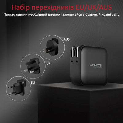 Зарядний пристрій Promate GaNPort4-100PD 100W Black Зарядний пристрій Promate GaNPort4-100PD 100W Black