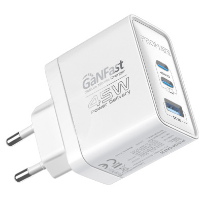 Зарядний пристрій Promate PowerPort 45W White Зарядний пристрій Promate PowerPort 45W White