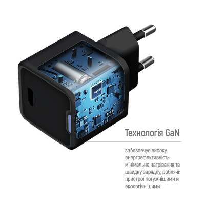 Мережевий зарядний пристрій ColorWay GaN Mini 25W PD Port PPS USB-C Black (CW-CHS052PD-BK) Мережевий зарядний пристрій ColorWay GaN Mini 25W PD Port PPS USB-C Black (CW-CHS052PD-BK)