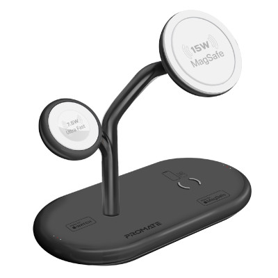 Бездротовий зарядний пристрій Promate Synergy-Pro MagSafe 57W Black Бездротовий зарядний пристрій Promate Synergy-Pro MagSafe 57W Black