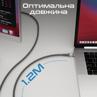 Кабель Promate Lucidline-CC120 USB Type-C - USB Type-C (M/M), 5 A, 100 W, 1.2 м, Black Кабель Promate Lucidline-CC120 USB Type-C - USB Type-C (M/M), 5 A, 100 W, 1.2 м, Black