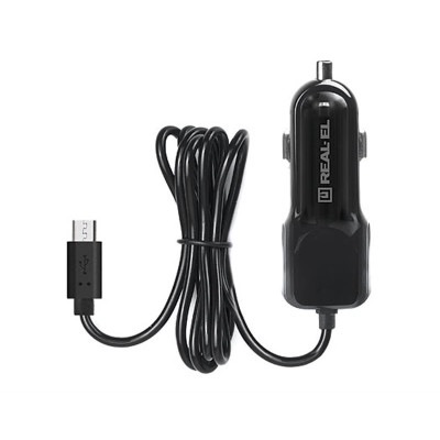 Автомобільний зарядний пристрій REAL-EL CA-15 (2USB, 2.1A) Black + кабель microUSB Автомобільний зарядний пристрій REAL-EL CA-15 (2USB, 2.1A) Black + кабель microUSB