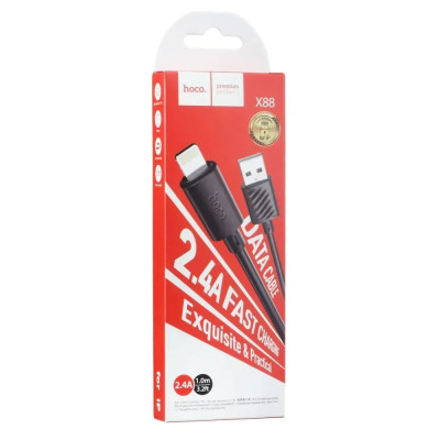 Кабель Hoco X88 Gratified USB - Lightning (M/M), 1 м, Black (6931474783301) Кабель Hoco X88 Gratified USB - Lightning (M/M), 1 м, Black (6931474783301)