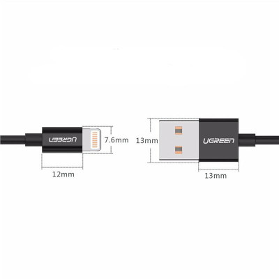 Кабель Ugreen USB - Lightning (M/M), 2 м, Black (80823) Кабель Ugreen USB - Lightning (M/M), 2 м, Black (80823)