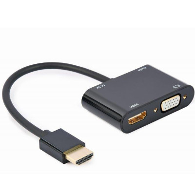 Адаптер Cablexpert HDMI - HDMI/VGA+Аудіо 3.5 мм, M/F, 0.15 м, чорний (A-HDMIM-HDMIFVGAF-01) коробка Адаптер Cablexpert HDMI - HDMI/VGA+Аудіо 3.5 мм, M/F, 0.15 м, чорний (A-HDMIM-HDMIFVGAF-01) коробка