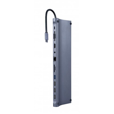 Док-станція Cablexpert USB-C 11-в-1 (A-CM-COMBO11-01) USB-хаб + HDMI/VGA/PD/картрідер/LAN/3.5-мм аудіо Док-станція Cablexpert USB-C 11-в-1 (A-CM-COMBO11-01) USB-хаб + HDMI/VGA/PD/картрідер/LAN/3.5-мм аудіо