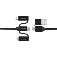 Кабель Promate PentaPower USB + USB Type-C - Lightning + micro USB + USB Type-C (M/M), 3 A, 60 W, 1.2 м, Black Кабель Promate PentaPower USB + USB Type-C - Lightning + micro USB + USB Type-C (M/M), 3 A, 60 W, 1.2 м, Black