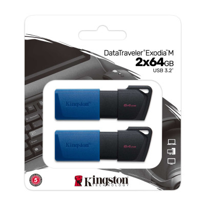 Флеш-накопичувач USB3.2 2x64GB Kingston DataTraveler Exodia M Black/Blue (DTXM/64GB-2P) Флеш-накопичувач USB3.2 2x64GB Kingston DataTraveler Exodia M Black/Blue (DTXM/64GB-2P)