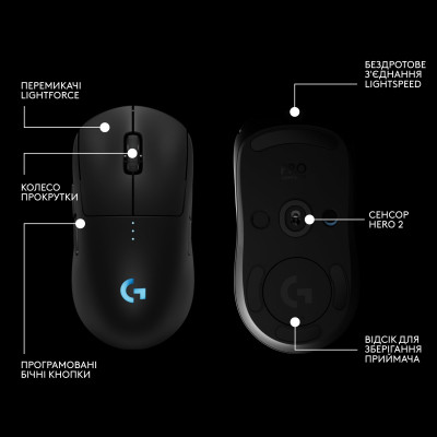 Миша бездротова Logitech G Pro 2 Lightspeed Black (910-007295) Миша бездротова Logitech G Pro 2 Lightspeed Black (910-007295)