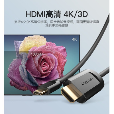 Адаптер-кабель Vention USB Type-C - HDMI (M/M), 2 м, Black (CGUBH) Адаптер-кабель Vention USB Type-C - HDMI (M/M), 2 м, Black (CGUBH)