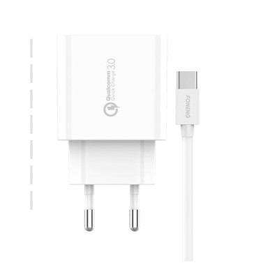 Мережевий зарядний пристрій Foneng EU46 QC3.0 Charger (1USBх3A) White (EU46-CH-TC) + кабель USB Type C Мережевий зарядний пристрій Foneng EU46 QC3.0 Charger (1USBх3A) White (EU46-CH-TC) + кабель USB Type C