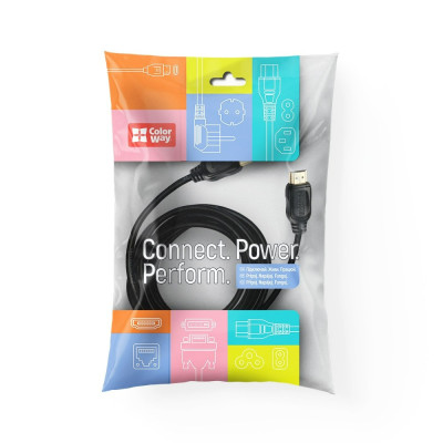 Кабель ColorWay HDMI - HDMI V 2.0 (M/M), 4K/60 Гц, 5 м, Black (CW-CBHD080-BK) Кабель ColorWay HDMI - HDMI V 2.0 (M/M), 4K/60 Гц, 5 м, Black (CW-CBHD080-BK)