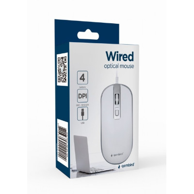 Миша Gembird MUS-4B-06-WS White/Silver