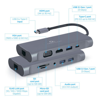 Док станція Cablexpert USB-C 7-в-1 (A-CM-COMBO7-01) Док станція Cablexpert USB-C 7-в-1 (A-CM-COMBO7-01)