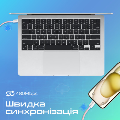 Кабель Promate EcoLine-CC200 USB Type-C - USB Type-C (M/M), 3 A, 60 W, 2 м, Pink