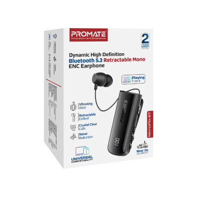 Bluetooth-гарнітура Promate Monoflix-bt Black Bluetooth-гарнітура Promate Monoflix-bt Black