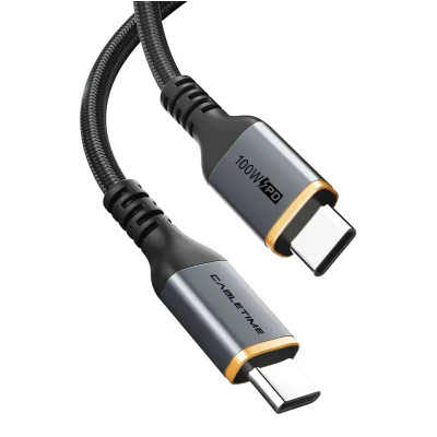 Кабель Cabletime USB Type-C - USB Type-C (M/M) PD 100W, 1 м, Black (CU03L)