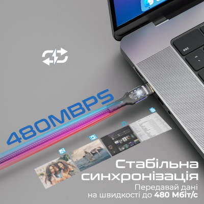 Кабель Promate Lucidline-CC200 USB Type-C - USB Type-C (M/M), 5 A, 100 W, 2 м, Black Кабель Promate Lucidline-CC200 USB Type-C - USB Type-C (M/M), 5 A, 100 W, 2 м, Black