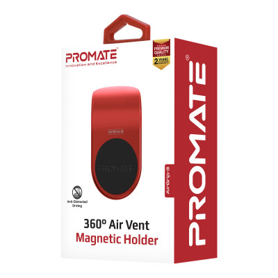 Автотримач для смартфона магнітний Promate AirGrip-3 Red Автотримач для смартфона магнітний Promate AirGrip-3 Red